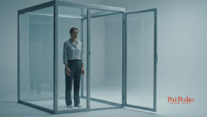 Mulher em cenário metafórico de ansiedade, representando preocupação excessiva como prisão mental causada por pensamentos repetitivos e tentativas de controle.